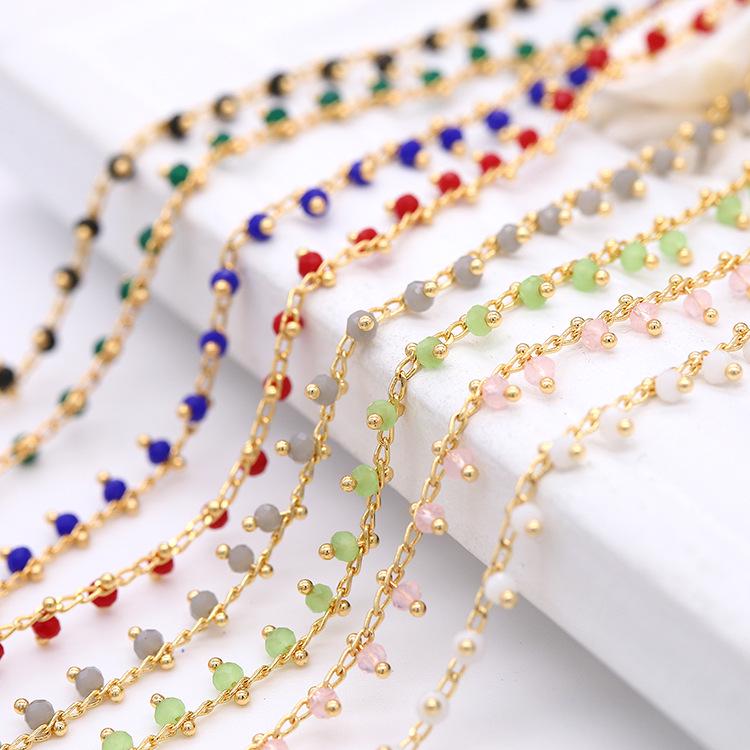 

Colorful 3mm Crystal Beaded Chain for DIY Earrings & Jewelry Model L220924 серый
