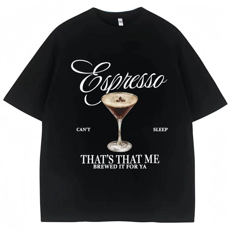 

Y2k Aesthetic Tshirts Sabrina Carpenter Espresso Martini Print Cotton T Shirt Loose Casual Loose Tops Streetwear Unisex S