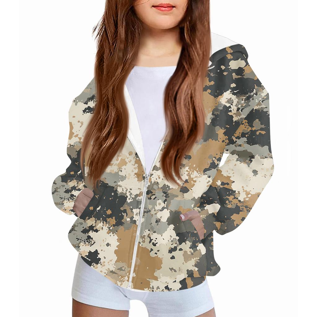 Children's Fashion Christmas Printed Long Sleeved Hooded Sweatshirt Girls' Hoodie Jacket
