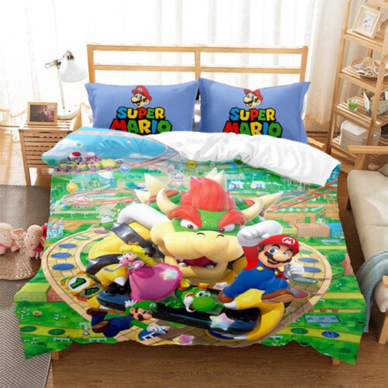 Roztomilý kreslený Mario Dětský třídílný/čtyřdílný povlak na peřinu