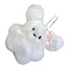 Plush Animal Keychain with Bowknot Soft Keyring Bag Pendant Handbags Decoration Charm for Women Fashion Accessory