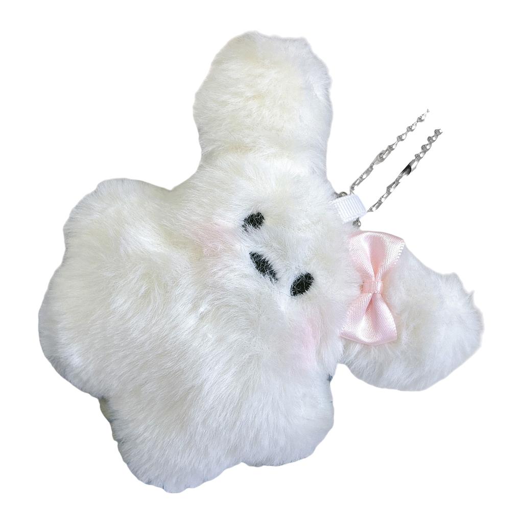 Plush Animal Keychain with Bowknot Soft Keyring Bag Pendant Handbags Decoration Charm for Women Fashion Accessory