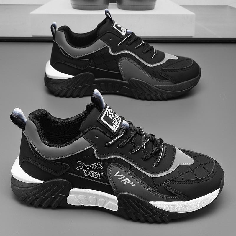 

Men s shoes 2025 spring new popular casual shoes low-top lace-up versatile comfortable trend contrasting color light sports shoes 44