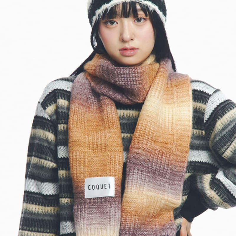 COQUET GRADATION KNIT LONG MUFFLER INDIPINK