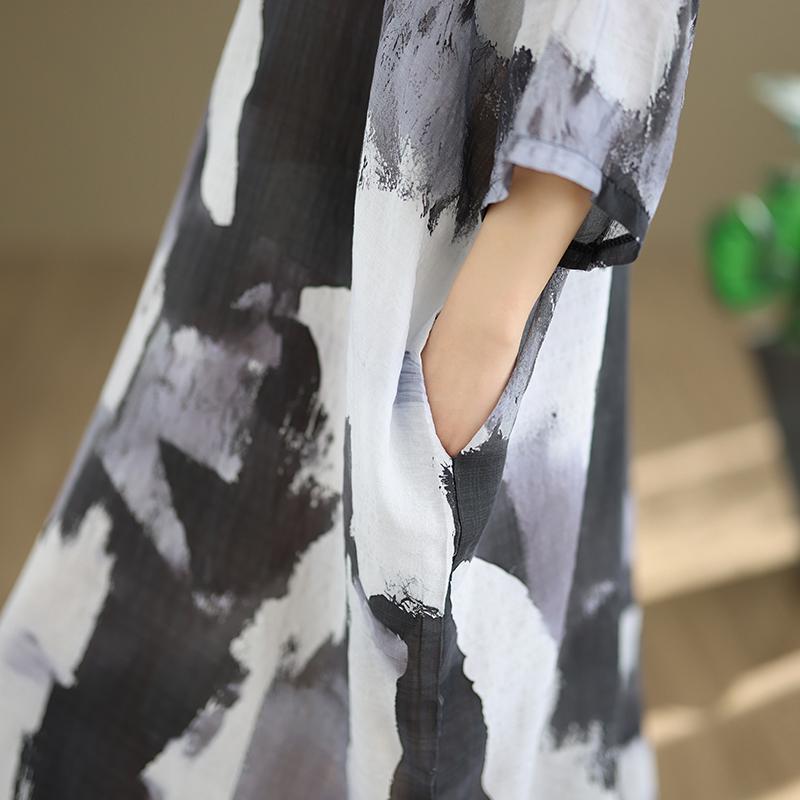 DIMANAF New 2026 Women Plus Size Long Dress Lady Summer Beach Loose Oversize Maxi Floral Print Cotton Vintage Black