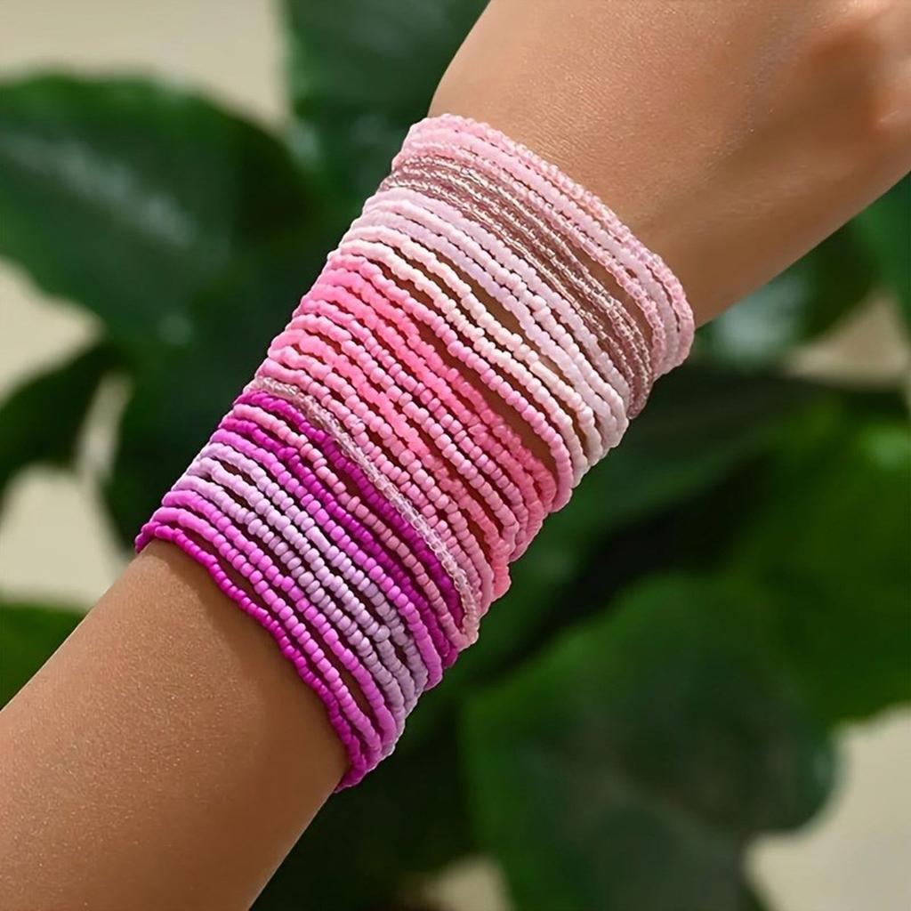 30pcs Beaded Anklets Bracelets for Women Girls Beach Bohemian Colorful Beads Ankle Bracelet Foot and Hand Chain