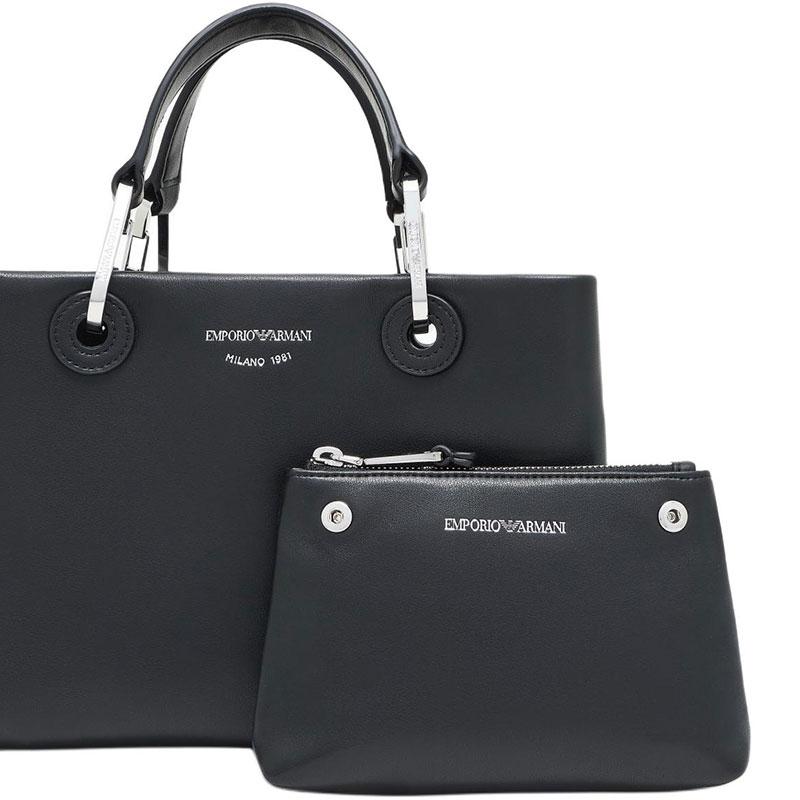 Emporio Armani MyEA Logo Leder-Tragetasche Damen Tragetaschen Schwarz EW000361-AF18673-UC001