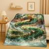 HD Yin Yang Element Dragon Chinese Loong Cartoon Flannel Blanket,Ultra Soft Warm Plush Throw for Home Bedroom Bed Sofa Cover Kid