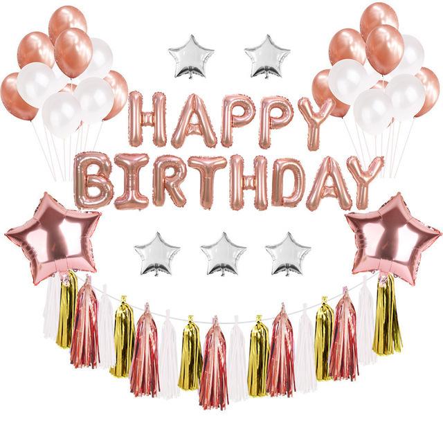 Birthday Tassel Package Party Aluminum Film Balloon Set Birthday Pentagram Aluminum Film Balloon Bundle Arrangement Tassel Decoration