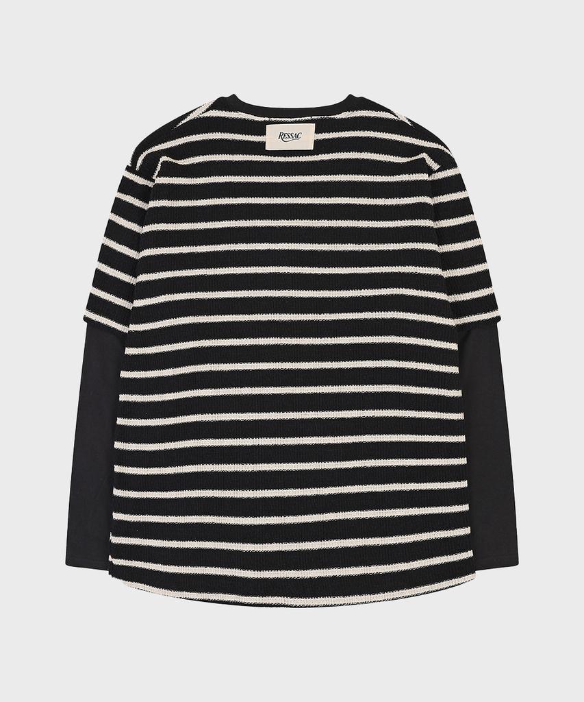 RESSAC Antoine Layered Striped Knit T-Shirt Black