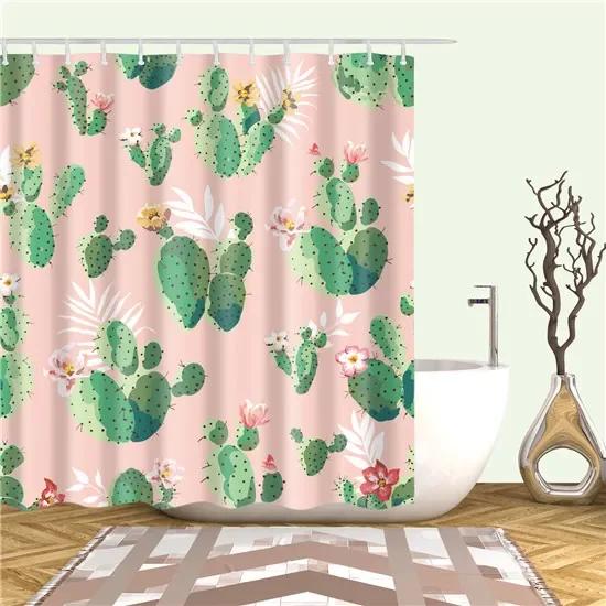 Tropical Cactus Plant Pineapple Shower Curtains Bathroom Frabic Waterproof Polyester Bath Curtain