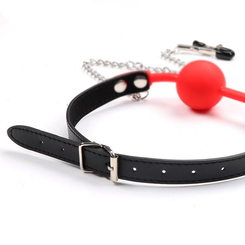 Silicone Ball Gag Mouth Plug Bondage Slave With Metal Nipple Clamps,Fetish Oral Sex Products Toys For Women Adult Games