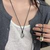 Large U-Shape Geometric Pendant Necklace Women MenHorseshoe Adjustable Long Leather Rope Sweater Chain Necklaces Jewelry