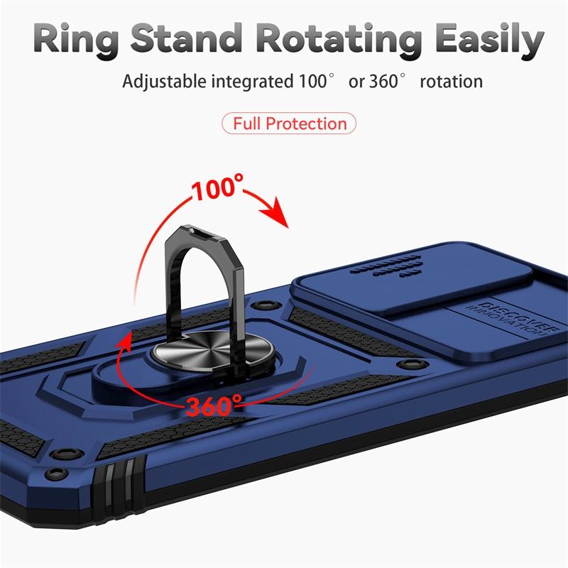 Armor Funda For Xiaomi Redmi Note 11 11S 4G Case Slide Lens Protector Phone Case For Redmi Note11 Note 11E Pro Ring Stand Cover