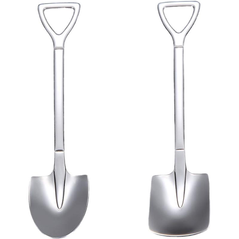 6Pcs Silver Stainless Steel Spade Spoon Retro Kitchen Tableware Watermelon Ice Cream Honey Creative Personality Spoon As A Gift