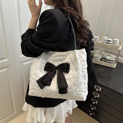 Large Capacity Bow Sweet Beautiful Women Bag New Fashion Beautiful Shoulder Bag Student Class Commuting Tote Bag