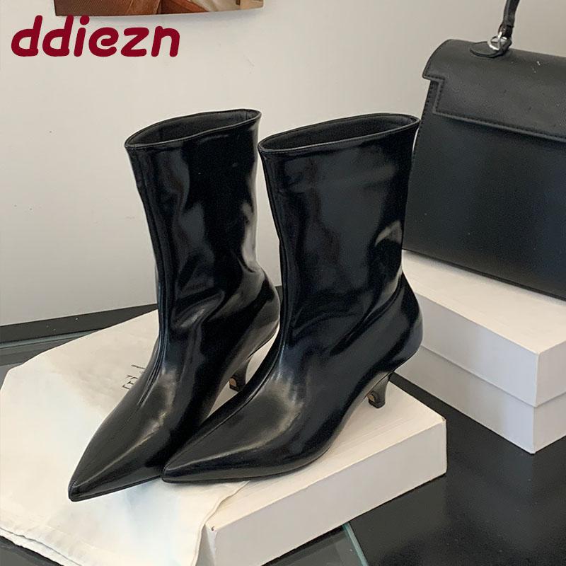 Fashion Fashion Pointed Toe Ladies Ankle Boots With Low Heel Shoes Female Slip On Footwear Women Short Western Booties Shoes Pumps