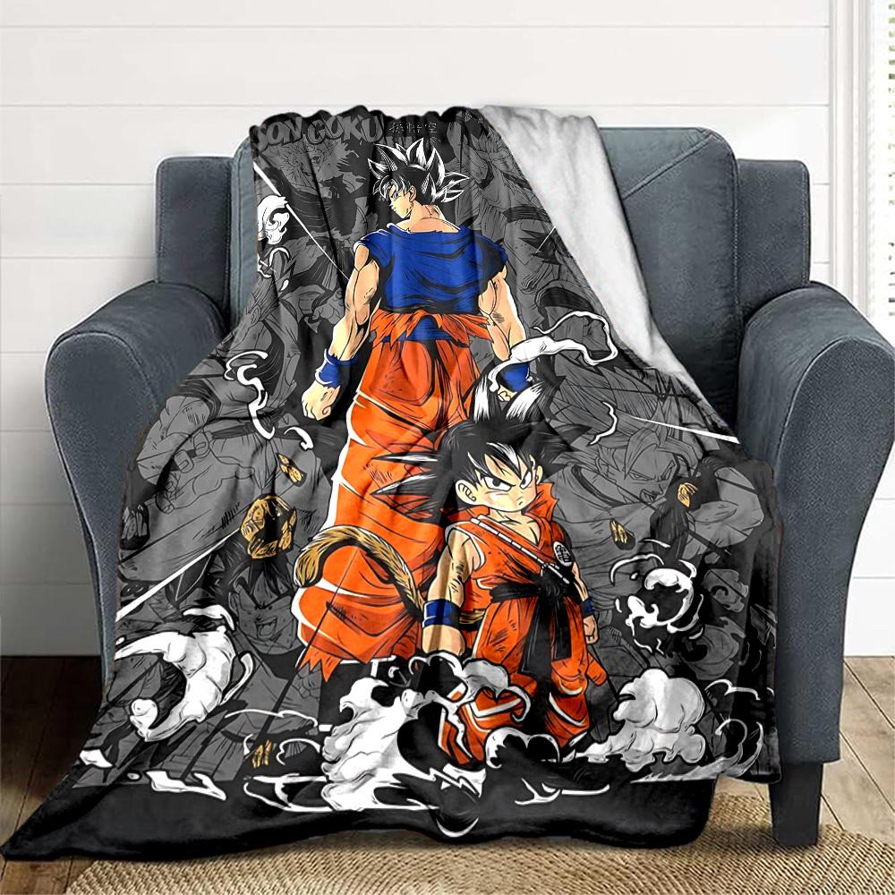 1pc DragonBallZ, Goku Flannel Blanket [Cozy Throw Blanket] For Sofa, Bed, Travel, Camping, Livingroom, Office, Couch, Chair, And Bed