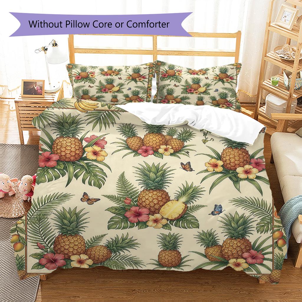 Retro Flower Parrot Pattern Bedding,Quilt Set Quilt Cover Pillowcase Home Birthday Gift (1 * duvet cover + 2 * pillowcase, without core)