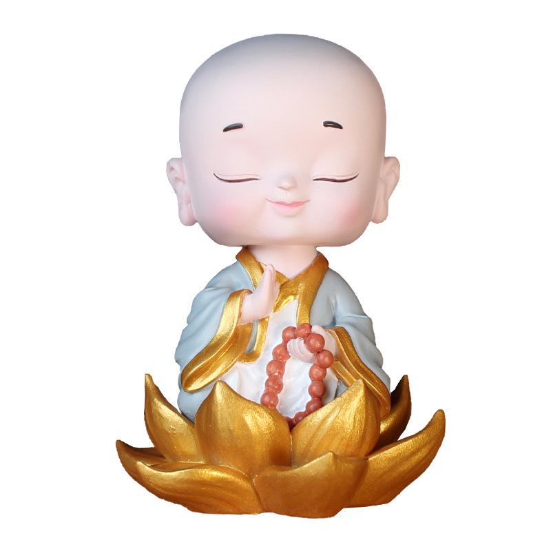 Zen Car Decor: Set of Four Shaking Head Monk Ornaments for Interior Decoration