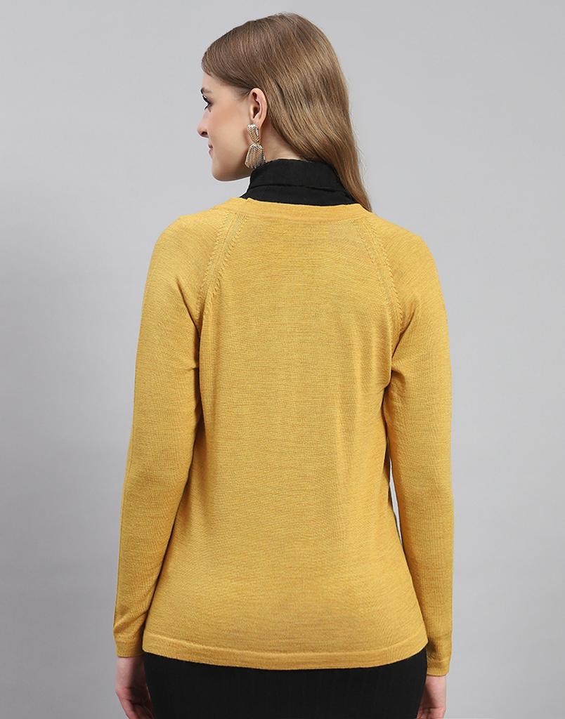 MONTE CARLO Mustard Mix Solid V Neck Sweater