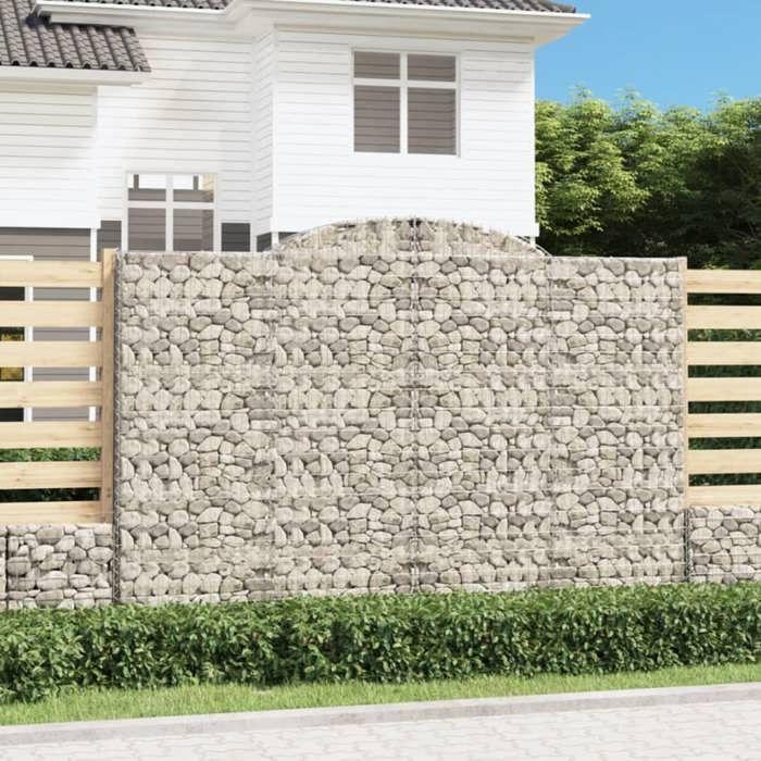 VidaXL Paniers à gabions arqués 2 pcs 300x50x200/220 cm fer galvanisé, gabion, cage de gabion, panier de mur de gabion, mur 3146791