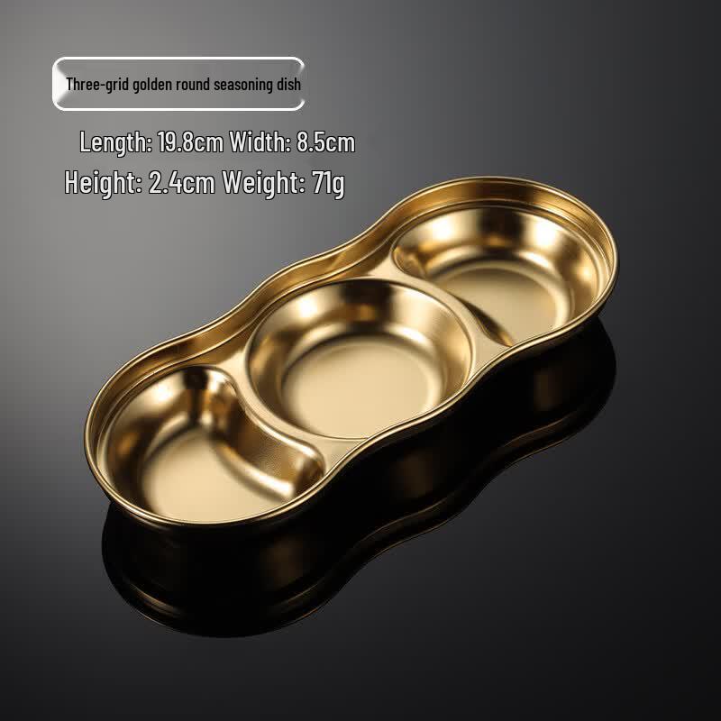 Korean Style Stainless Steel Multi-Compartment Sauce Dish