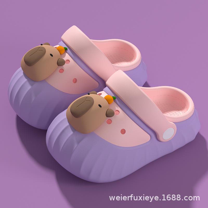 Capybara children's summer cartoon sandals for boys and girls, cute baby non-slip soft-soled closed-toe beach clogs