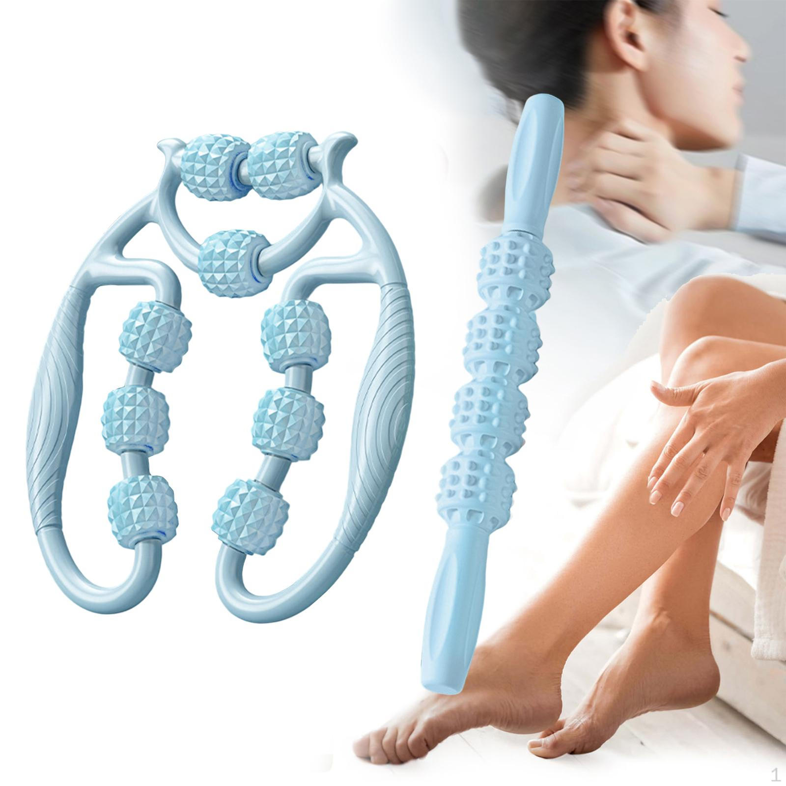 

2 шт. Круглый массажный ролик для ног с захватами Портативный ручной мышечный для фитнеса Подходит синий