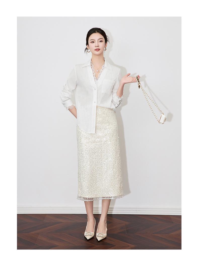 Elegant Lace Peter Pan Collar Long Sleeve Cotton Shirt - Women's Fashion 