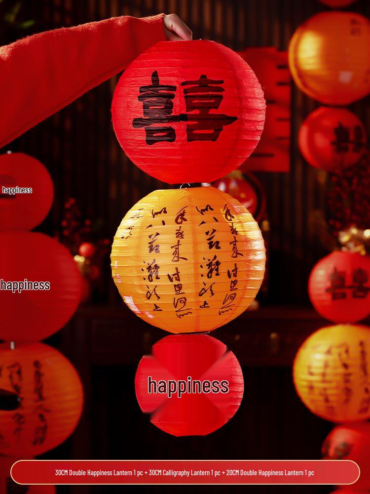 Red Wedding Lanterns: Festive Hanging Ornaments for Yard, Room Decoration, Stairs, and Photo Props