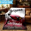Custom Name Cardinals football Blanket Flannel Blanket for Camping, Hiking, Garden Parties, Picnic Essentials,gift for family and friend