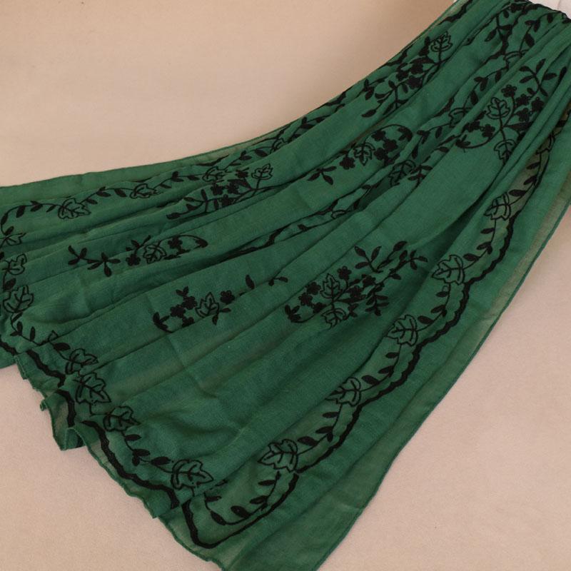 Women Plain Embroider Floral Viscose Scarf  Printe Shawls And Wraps Lady Pashmina Stoles Muslim Hijab Foulards Sjaal