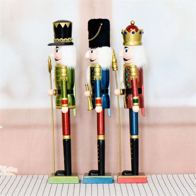 Geschnitzte Holz Nussknacker Statue 55CM Schimmernde Fronten Saisonale Tischdekoration Mittelstücke