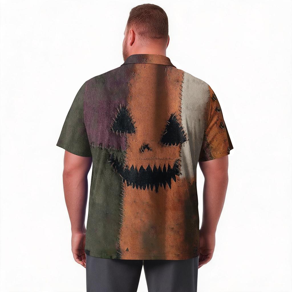 Herren Übergröße Halloween Print Golf Poloshirt Atmungsaktiv Kurzarm Lässiges Arbeitskleidung Oberteil Bequeme Passform