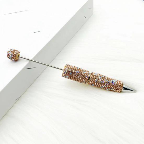 Comfortable Grip Gel Pen Diamond Beadable Pens, Bling Rhinestone Beaded DIY Bead Pen, Crystal Shaft Decorative Craft Black Ink Ballpoint Pens