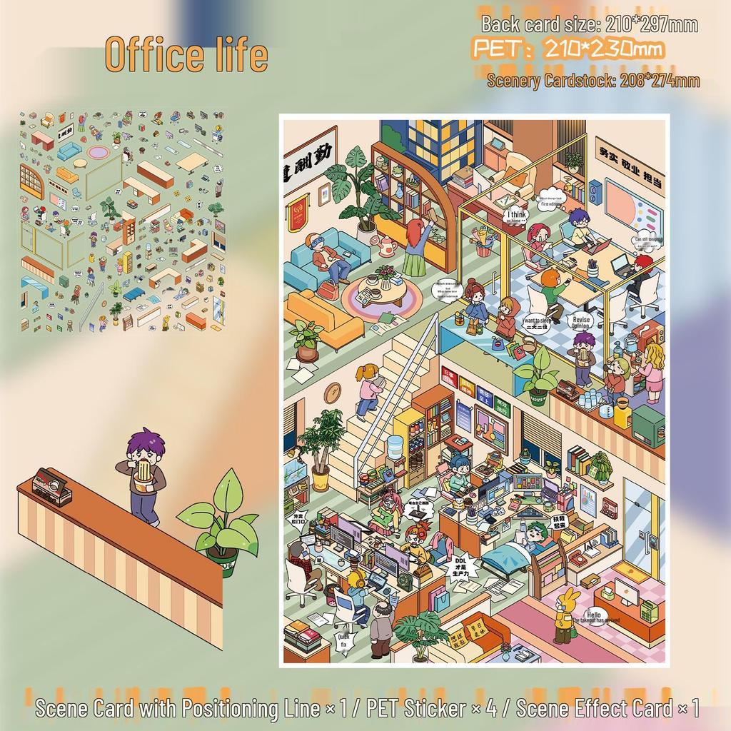 3D Large-Scale Scenery Sticker: DIY Visual Stacking Miniature Scene, No Cutting Needed