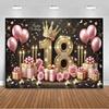 18th  Birthday Partys Decoration Backgound Black Gold Glitter Balloon Banner Women Men Boys Girls Bar Mitzvah Photography Props