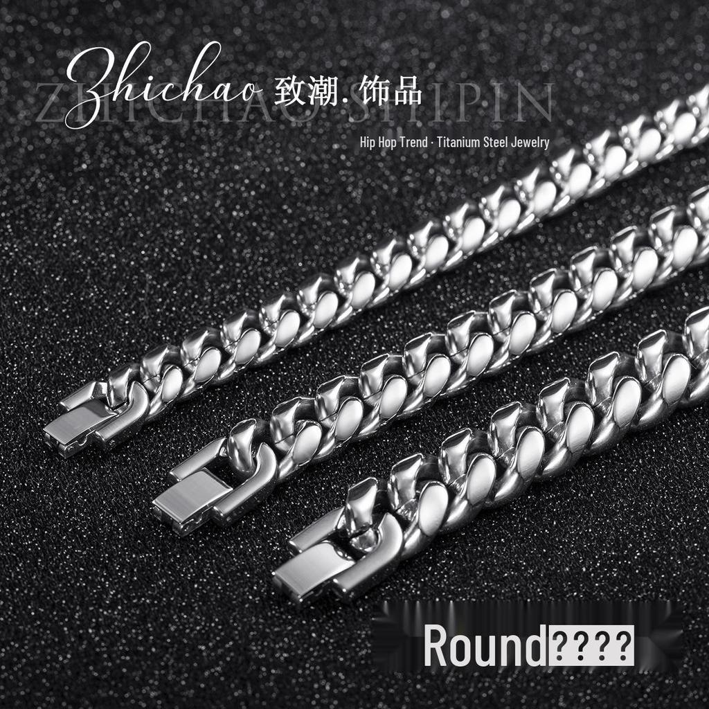 Men's Fashionable Polished Cuban Link Necklace - Thick Titanium & Stainless Steel Chain with Clasp