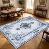 Retro Blue White Persian Living Room Carpet Antiskid Washable Decoration Home Decoration Home Rug Soft Plush Entrance Door Mat