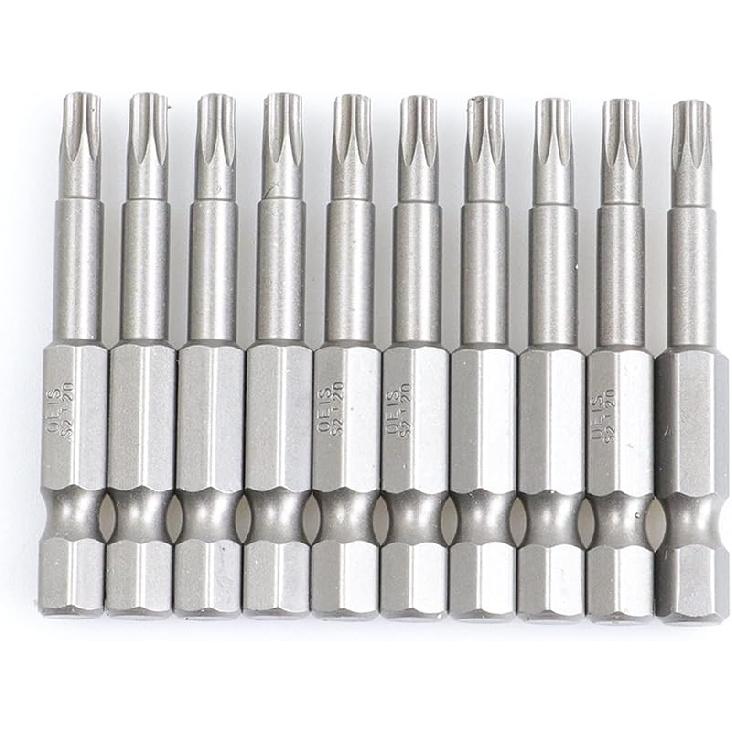 50mm 10Pcs OR 13Pcs Set Security Tamper Proof Magnetic Screwdriver Drill Bit Screw Driver Bits Hex Torx Flat Head 1/4" Hand Tool Screwdriver(T30