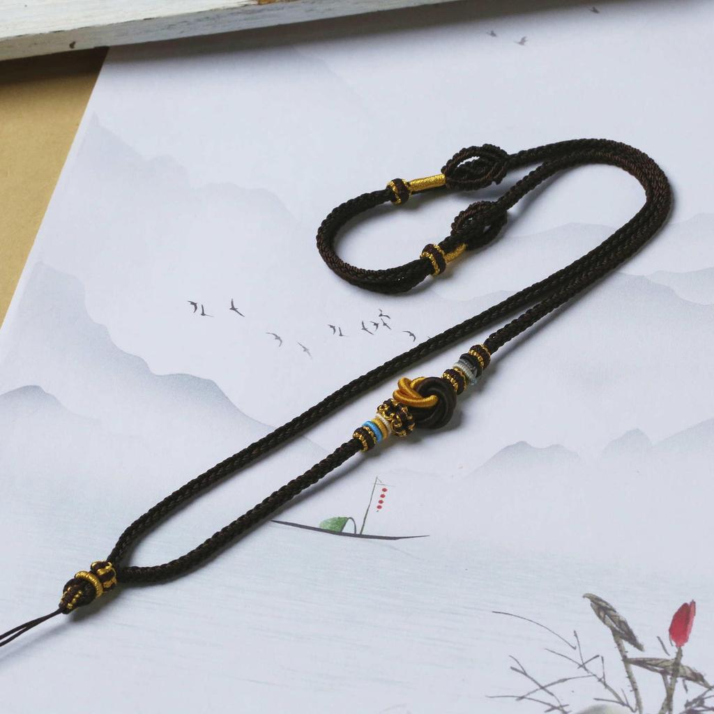 Kiyuan Handmade High-End Amber Buddha Head Pendant Necklace Cord