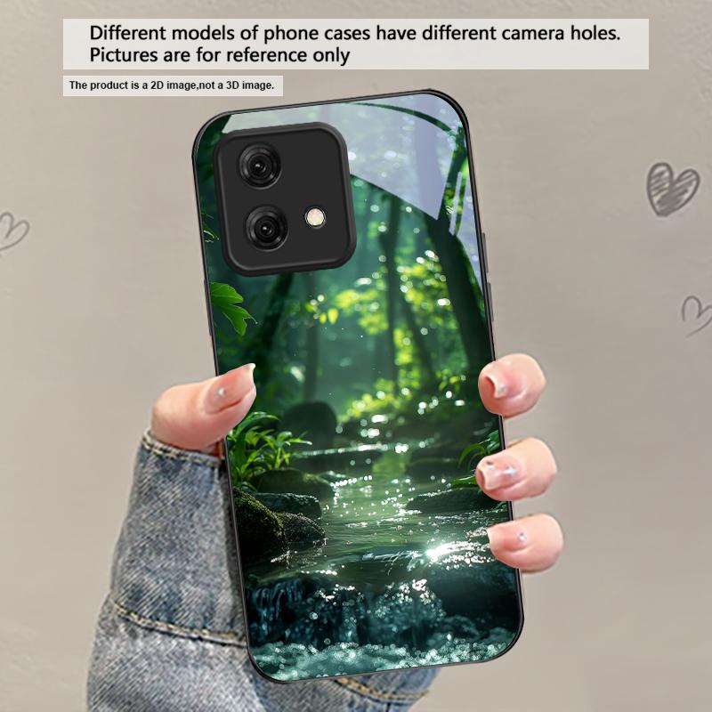 Forest Stream Pattern For Motorola Moto Edge 20 Lite 30 Pro 40 Neo 50 Ultra G45 G54 G55 G75 G84 G85 G Play 23 Glass Phone Case
