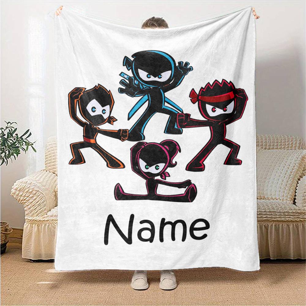 Custom Name Ninja Kidz Theme Printed Blanket - Perfect for Couch, Bed, Travel & Outdoor Use | Machine Washable, Cozy & Durable.