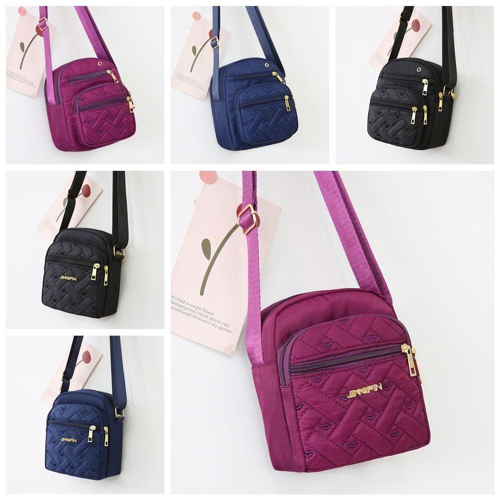 Five-layer Zipper Crossbody Bag Nylon Small Phone Bag Trendy Shoulder Bag  Cosmetic Bag