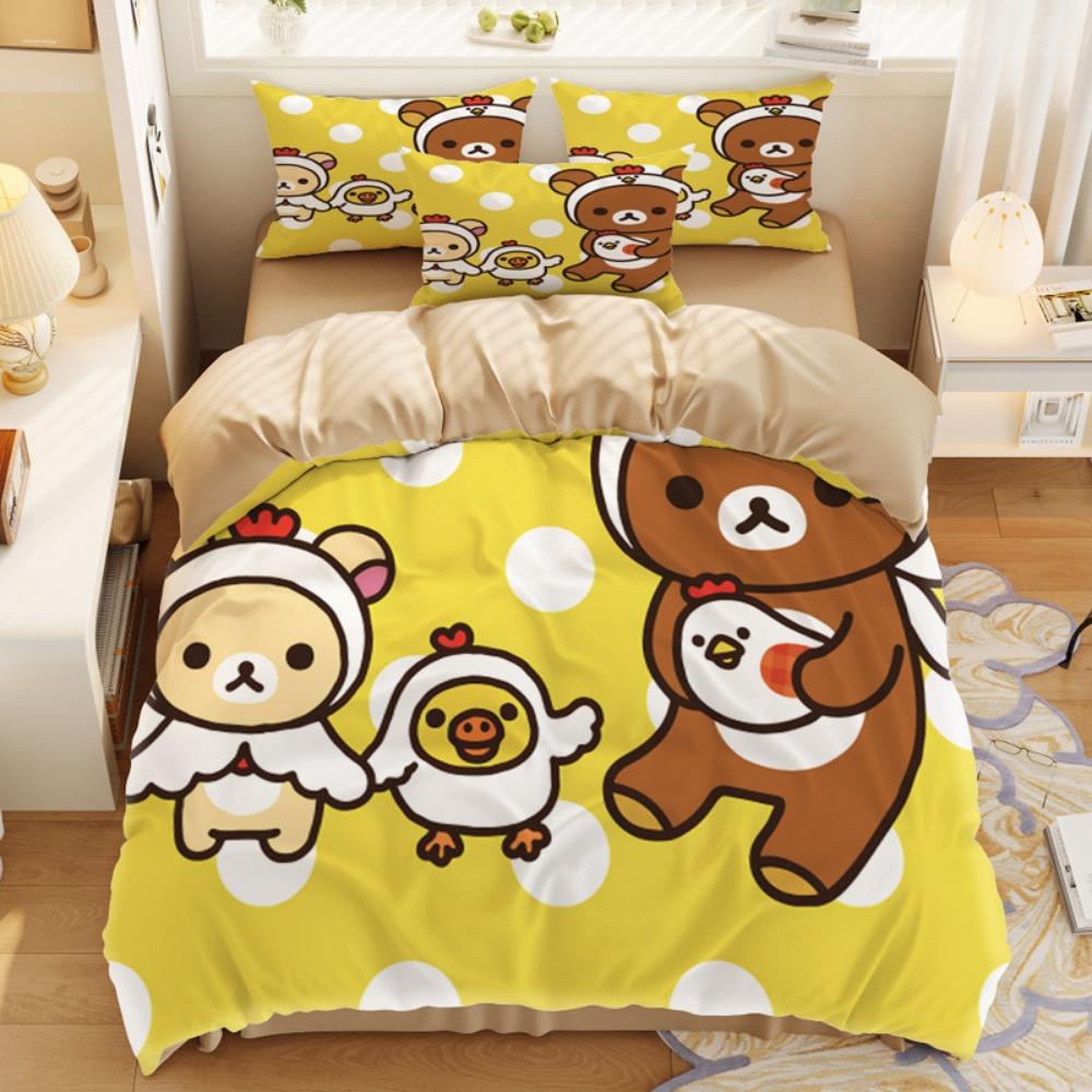 Cute little bear Duvet Cover pillowcase Bedroom Decoration Children Gift adult Single Double bed Large SizeZip Duvet Cover