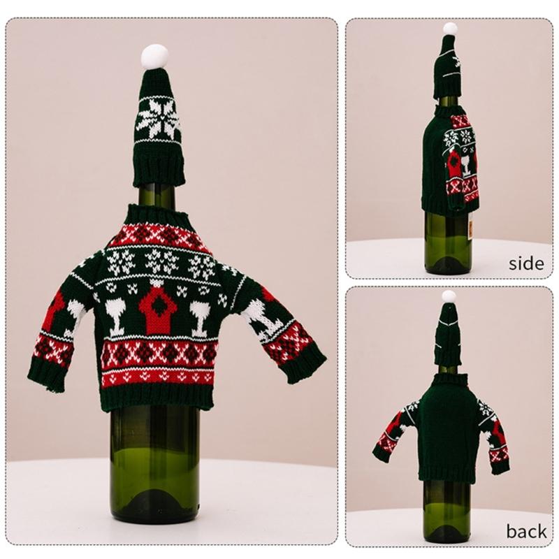 Christmas Decorations Wine Bottle Cover Knitted Wine Bottle Bag Christmas Party Ornaments