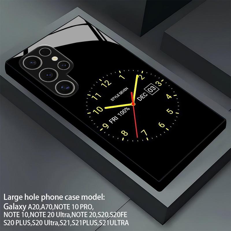 2D Pointer Clock Pattern Mobile Phone Case for Samsung S26 S25 S24 S23 S22 S21 S20 A56 A36 A16 - Glass Protective Cover