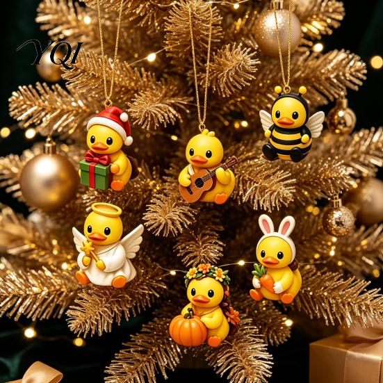 Collectible Duck Figures for Holidays Advent Calendar, 24-Day Christmas Countdown Box with Cute Acrylic Lover Present Toy, Tree Hanging Decor, Holiday