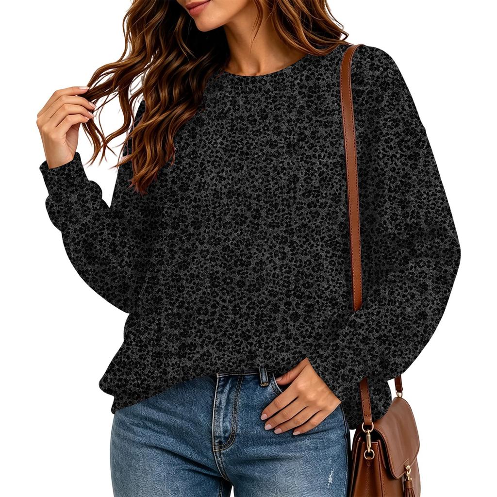 Women's Casual Leopard Print Neck Sweatshirt for Everyday Wear